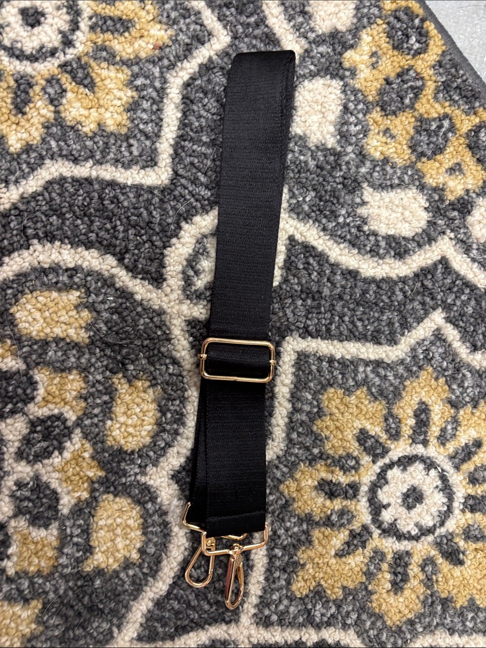 Adjustable Black Crossbody Strap with Gold Hardware